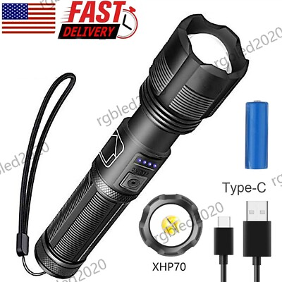 #ad #ad 9000000 Lumens Super Bright LED Tactical Flashlight Rechargeable LED Work Lights $13.74