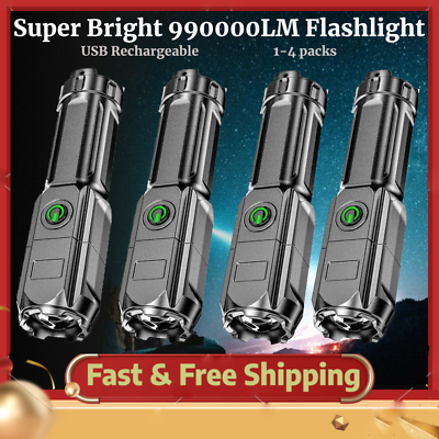 #ad Super Bright 9900000LM LED Tactical Flashlight Zoomable USB Rechargeable Battery $36.99