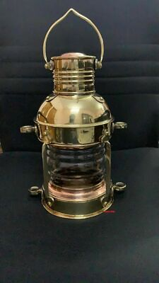 #ad Antique Heavy Duty Nautical Solid Brass 10quot; Oil Hanging Lantern Home Decor $87.29