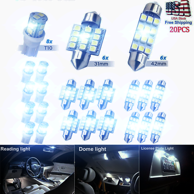 #ad 6500K LED Interior Lights Bulbs Kit Car Trunk Dome License Plate Lamps 20pcs NEW $6.99