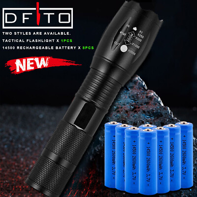 #ad #ad LED Tactical Flashlight 8PCS 2600mAh Li Ion Batteries 3.7V Rechargeable Batterie $7.99