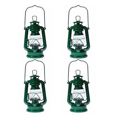 #ad Lot of 4 Hurricane Kerosene Oil Lantern Emergency Hanging Light Lamp Green $24.75