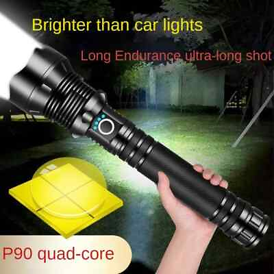 #ad 1200000LM LED Flashlight Tactical Super Bright Torch USB Rechargeable XHP90 Lamp $22.39