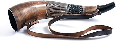 #ad Viking War Horn 18quot; Genuine Ox Horn Battle Trumpet Premium Hand Engraved $49.28