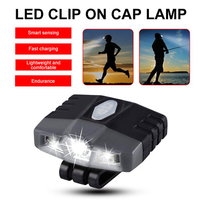#ad LED Clip on Cap Light Rechargeable Waterproof Hat Light Flashlight Headlamp $12.24