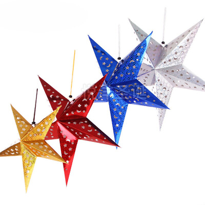 #ad #ad 5PCS 30CM Hanging Star Lantern 3D Paper Star Pentagram Lampshade for Christmas $14.49