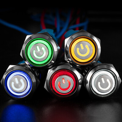 #ad 16mm 12V LED ON OFF Waterproof Stainless Steel Latching Push Button Power Switch $19.99