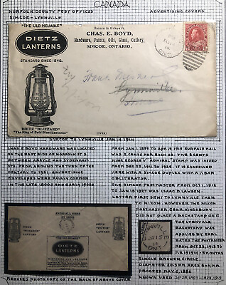 #ad 1914 Simcoe Canada Advertising Dietz Lanterns Cover To Lynnville $119.99