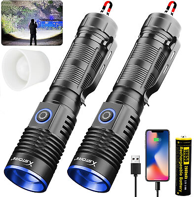 #ad Rechargeable LED Flashlight Tactical Magnetic Torch with Lampshades for Camping $34.96