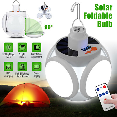 #ad Outdoor Solar Camping LED Lamp USB Rechargeable Tent Light Hiking Remote Lantern $12.99