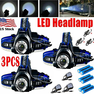 #ad 9900000LM Super Bright Headlamp LED Headlight Rechargeable Flashlight Head Torch $11.50