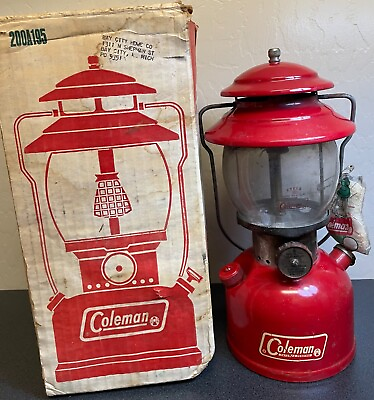 #ad Vintage 1970 Red Coleman Lantern 200A195 with Original Box Made in USA $233.99