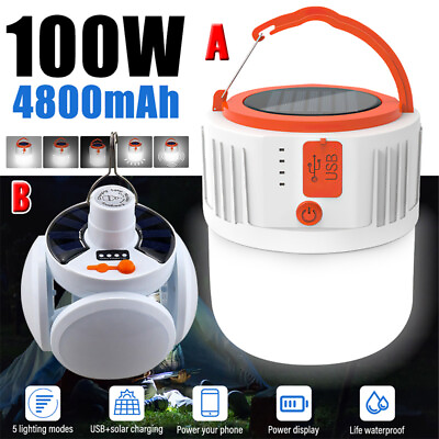 #ad Solar Camping LED Lamp USB Rechargeable Tent Light Outdoor Hiking Remote Lantern $7.99