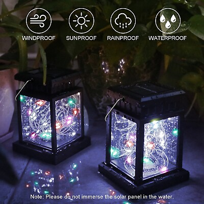 #ad LED Solar Lantern Hanging Light Outdoor Garden Decor Groundlevel Lamp Waterproof $11.99