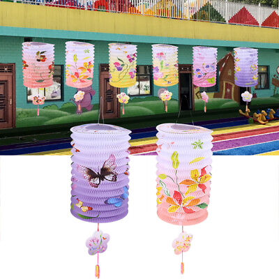 #ad 12 Pcs Folding Paper Lanterns Foldable Chandelier Light Child Multicolor $15.19