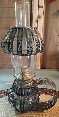 #ad #ad Vintage Handmade Metal Oil Table Lamp Lantern Indoor Decor Very Unique 16quot; Tall $34.20