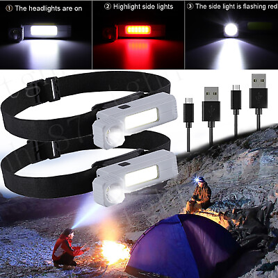 #ad 2X 90°Magnetic Work Lamp Rechargeable Flashlight LED COB Torch Headlight Camping $13.49