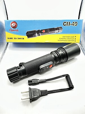 #ad Tactical Military High Stun Gun Rechargeable LED Flashlight Self Defense Tool $14.00