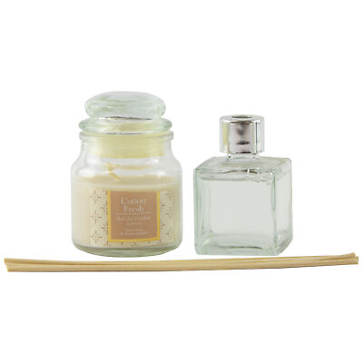 #ad Cotton Linen Scented Bell Jar Candle and Reed Diffuser Gift Set $12.99