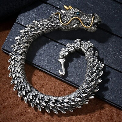 #ad Vintage Viking 3D Dragon Link Bracelet Stainless Steel Punk Luck Bangle For Men $13.85