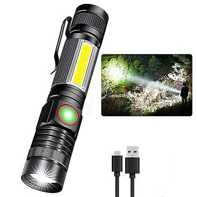 #ad Rechargeable Tactical Flashlight Magnetic LED Flashlight with COB Work Light... $26.95