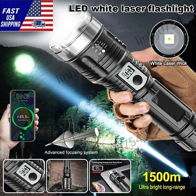 #ad #ad 25000000Lumens Super Bright LED Flashlight Tactical Rechargeable Work Lights USA $10.99