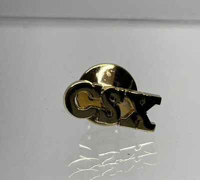 #ad CSX Railroad Transportation Gold Tone Lapel Pin Tie Tac Hat Pin $10.48