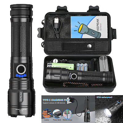 #ad 1000000 Lumens Super Bright LED Tactical Flashlight Rechargeable COB Work Light $22.99