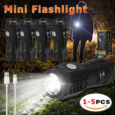 #ad 1 5Packs Super Bright LED Tactical Flashlight Mini USB Rechargeable Small Torch $14.99