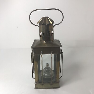 #ad Vintage Brass Oil Lantern Lamp Table With Handle Made in India Patina Ship Decor $54.99