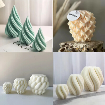#ad 3D Unique Candles Molds Carved Wavy Candle Art Irregular Silicone Candle Mould $51.96