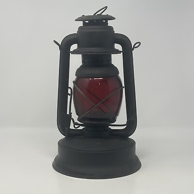 #ad Embury Defiance No. 0 Vintage Kerosene Lantern with Red Globe $50.99