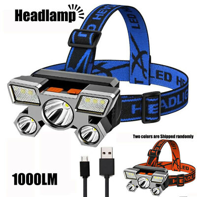 #ad USB Rechargeable Headlamp Flashlight Hands Free Head Band Outdoor Lamp LED Light $10.99