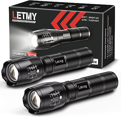 #ad Tactical Flashlight Led Rechargeable Torch Bright Super Battery Light USB 2 Pack $11.99