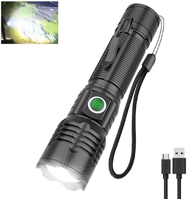 #ad Small Powerful Flashlight Super Bright 8000 Lumens LED Flashlight Type C Recha $26.24