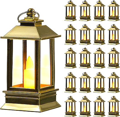 #ad 24 Pack Mini Lanterns Bulk Small Decorative with LED Flameless Gold $47.43