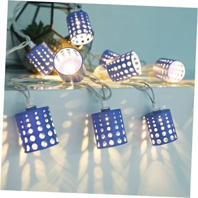 #ad 10FT Lantern String Lights Hollow Out Style Decorative String Lights Blue $19.40