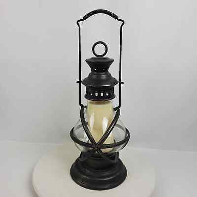#ad Vintage Farmhouse Lantern w Candle 16 Inch Tall Handle Indoor Outdoor $42.50