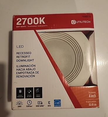#ad Utilitech LED DLS30 04N27D1E WH F1 50W Recessed Downlight 1098778 $14.95