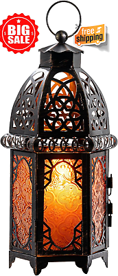 #ad Vintage Decorative Candle Lantern Metal Hanging amp; Tabletop Home Decor $35.02