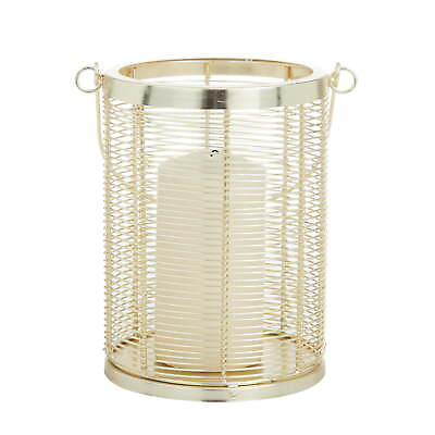 #ad Gold Metal Pillar Candle Lantern with Thin Metal Handle $25.49