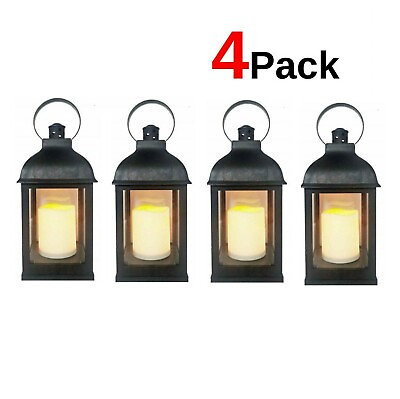 #ad Classic Lanterns 4 PC 10quot; Decorative Lanterns with Flameless LED Candle $39.99