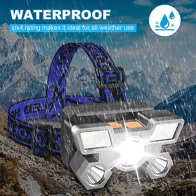 #ad 25000LM LED Headlamp Rechargeable Headlight Zoomable Head Torch Lamp Flashlight $9.95