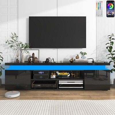 #ad 66quot; 75quot; LED TV Stand for 75 85 Inch TV Modern High Gloss Entertainment Center $246.99