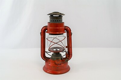 #ad Chalwyn Tropic Lantern Red with Clear Globe England Paraffin Oil Lamp 10quot; Vtg $27.99