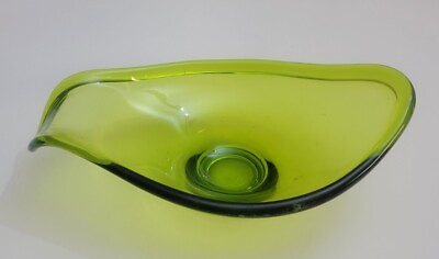 #ad Viking Glass Epic Oval Bon Bon Dish Avocado Green 9.25 Inches $19.00
