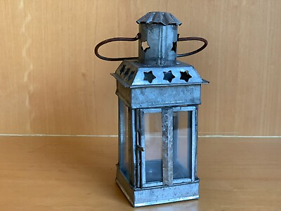 #ad LANTERN CANDLE HOLDER IRON AND GLASS HANDCRAFTED IN INDIA VINTAGE ORIGINAL RARE $80.00