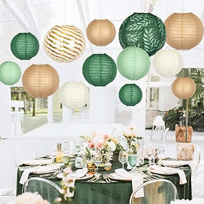 #ad Hanging Paper Lanterns Decorative Green Brown Paper Lanterns Ceiling Party $36.35