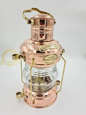 #ad Ship Lamp Copper Brass Oil Lantern Nautical Maritime Collectible Home Decorative $75.58
