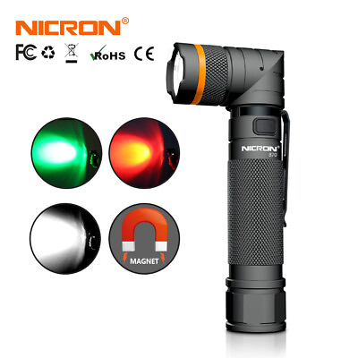 #ad Nicron 1200LM 3 Lights Magnetic Twist 90° Rechargeable Tactical Flashlight 18650 $41.39
